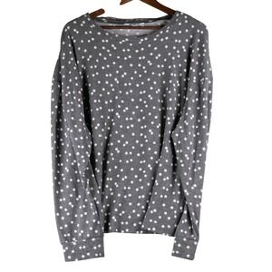 Time and Tru Womens XXXL 3XL Gray Polka‎ Dot Long Sleeve Top Casual Comfort Core